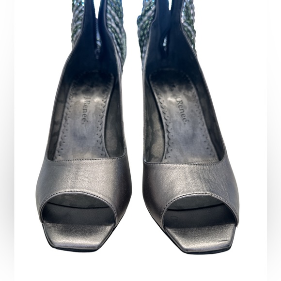 J.Renee Pewter Makensy ~ Size 9M ~ Peep Toe Jewel Wrap Ankle Strap Heels - Picture 4 of 12